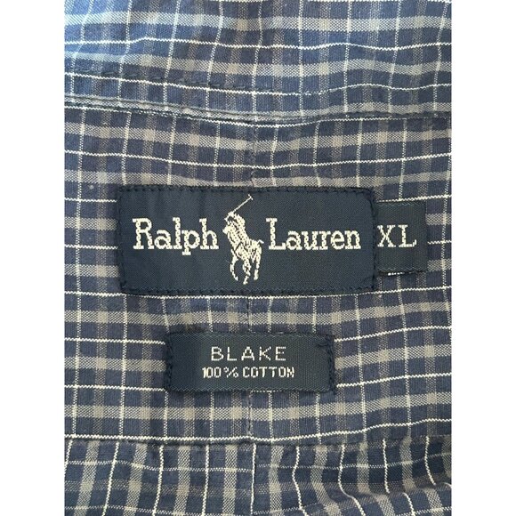 Ralph Lauren Mens Blue Checkered Polo Button Down Shirt Size XL Cotton - Picture 4 of 6